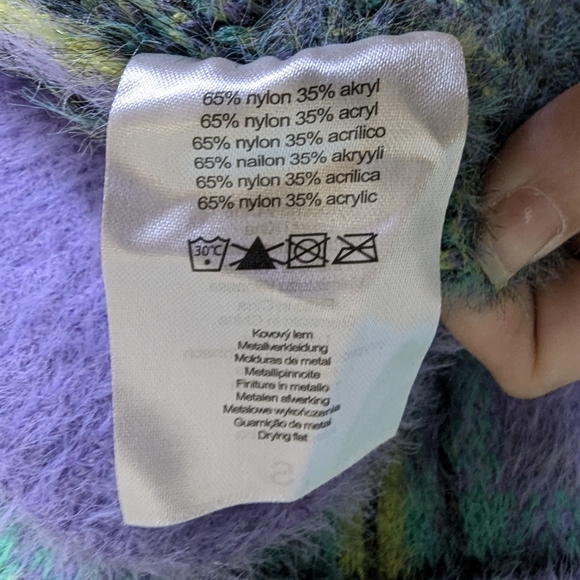 Ragged Jeans Priest Checkered Eyelash Knit Cardigan/Jacket Size Small - Picture 8 of 8